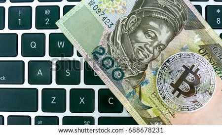 Bitcoin On Nigerian Naira Banknote Electronic Stock Photo Edit Now - 